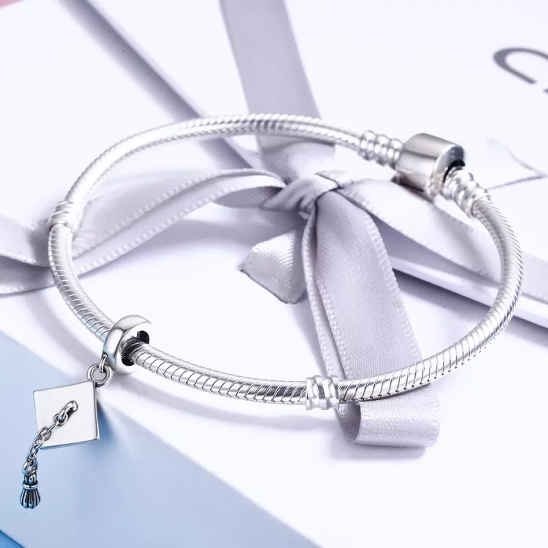 (imagen para) Pendiente de Toga de Graduación de Plata Estilo Pandora - SCC459 - Ver 4