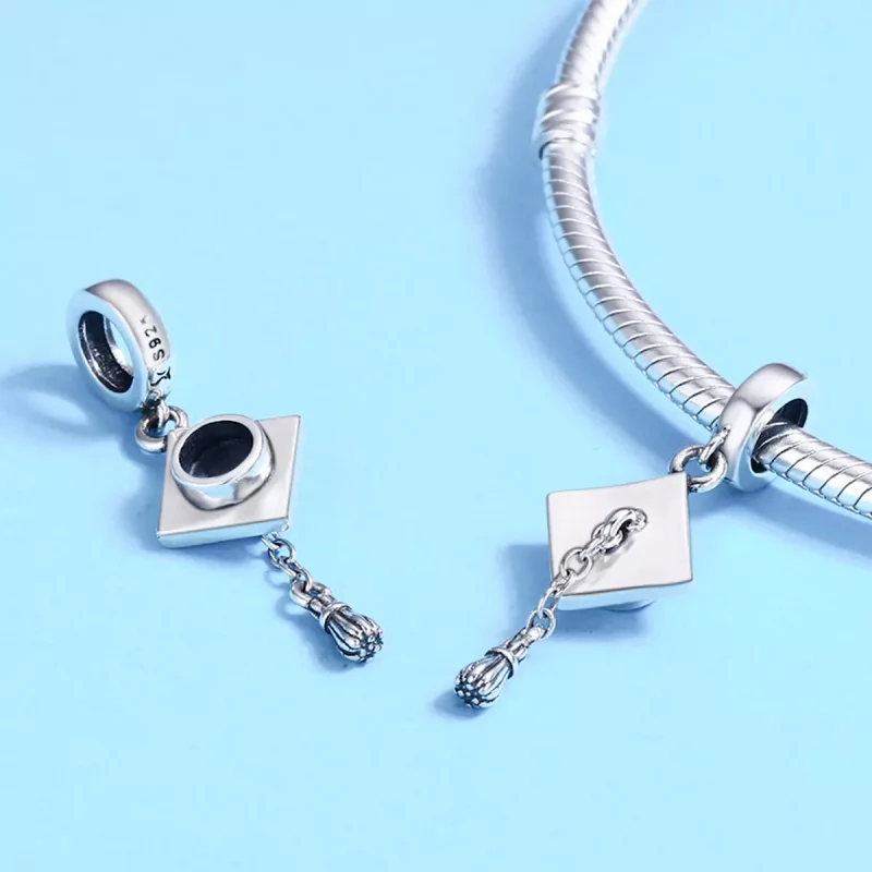 (imagen para) Pendiente de Toga de Graduación de Plata Estilo Pandora - SCC459 - Ver 5