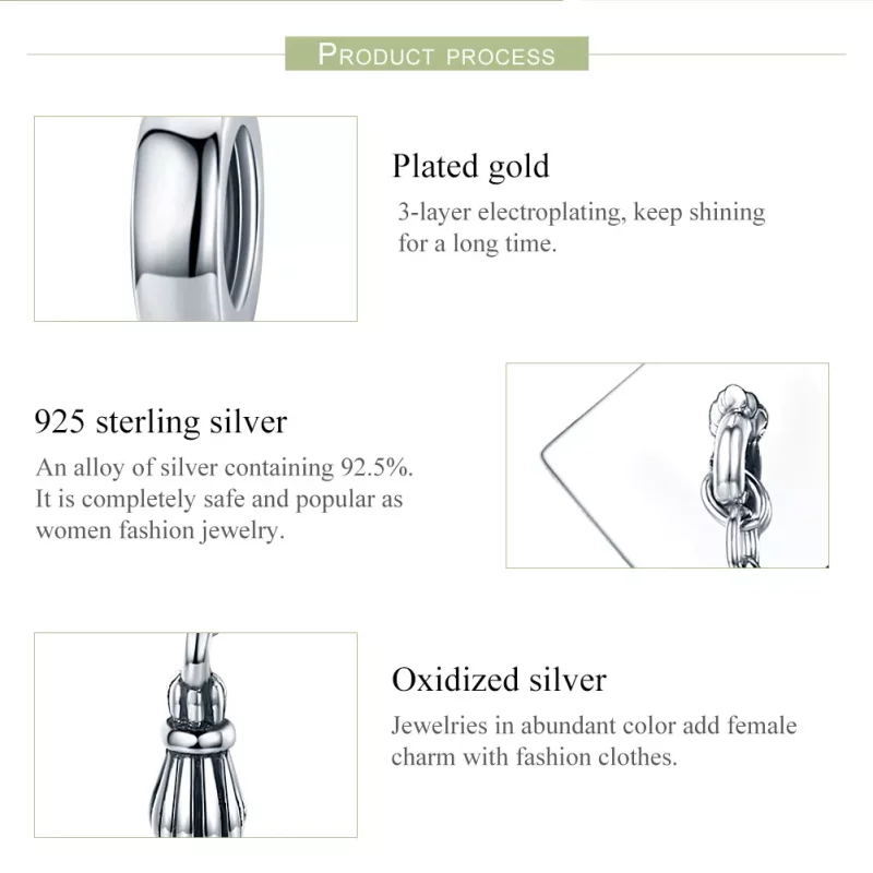 (imagen para) Pendiente de Toga de Graduación de Plata Estilo Pandora - SCC459 - Ver 6
