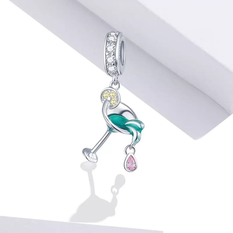 (imagen para) Pendiente de verano estilo Pandora en plata con colgante de cóctel - BSC262 - Ver 2