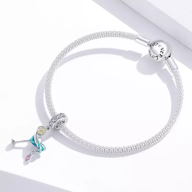 (imagen para) Pendiente de verano estilo Pandora en plata con colgante de cóctel - BSC262 - Ver 3