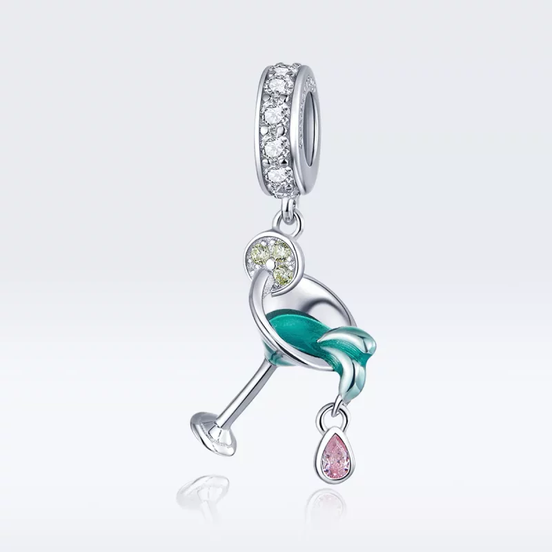 (imagen para) Pendiente de verano estilo Pandora en plata con colgante de cóctel - BSC262 - Ver 5
