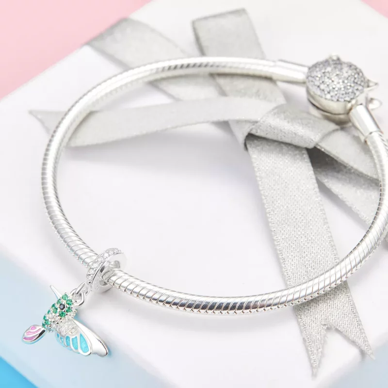 (imagen para) Pendiente en plata con diseño estilo Pandora de Martín Pescador - SCC991 - Ver 4