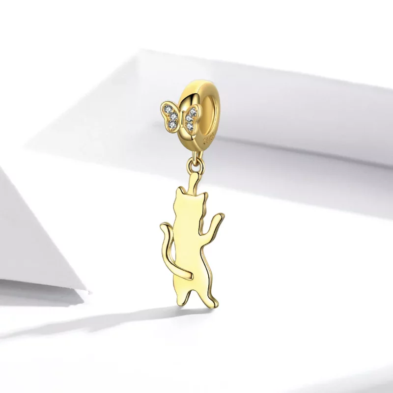 (imagen para) Pendiente estilo Pandora con colgante de gato bailarín - SCC2050 - Ver 2