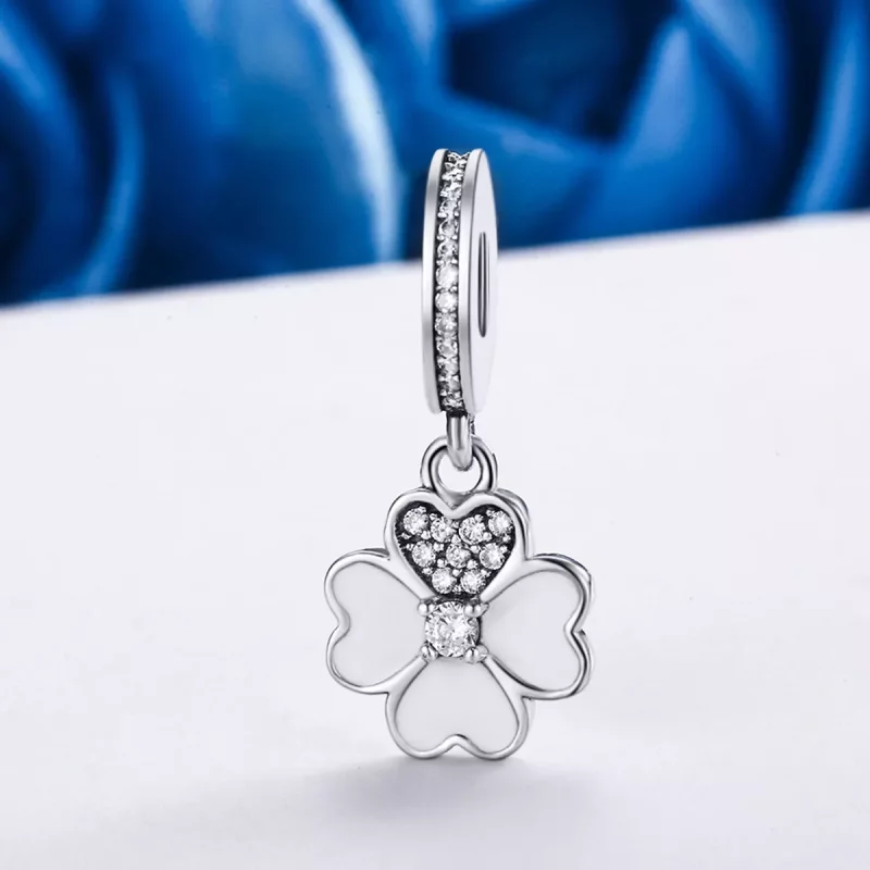 (imagen para) Pendiente Pandora estilo trébol de plata colgante - SCC259 - Ver 3