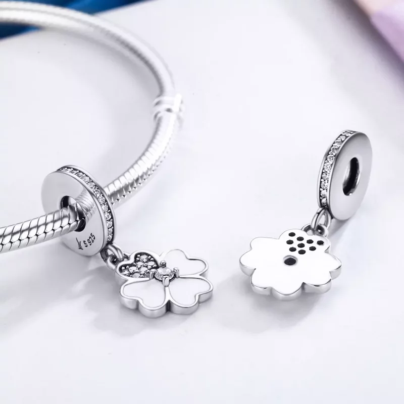 (imagen para) Pendiente Pandora estilo trébol de plata colgante - SCC259 - Ver 4