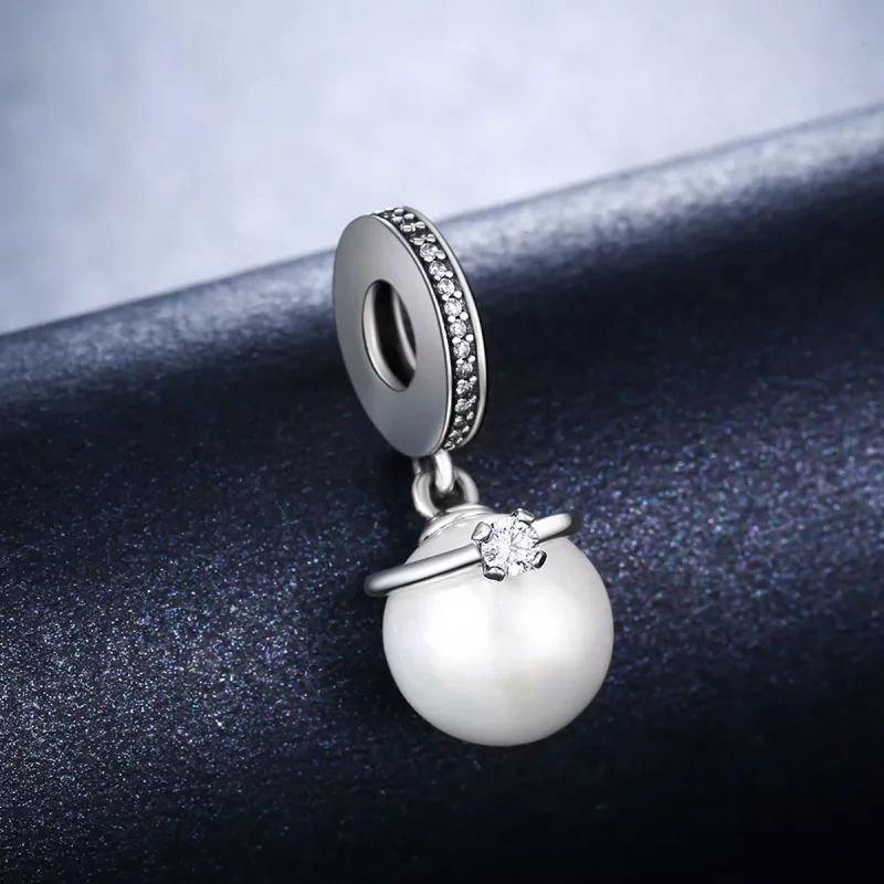 (imagen para) Pendientes de plata estilo Pandora con elegantes perlas colgantes - SCC137 - Ver 6
