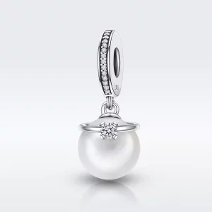 (imagen para) Pendientes de plata estilo Pandora con elegantes perlas colgantes - SCC137
