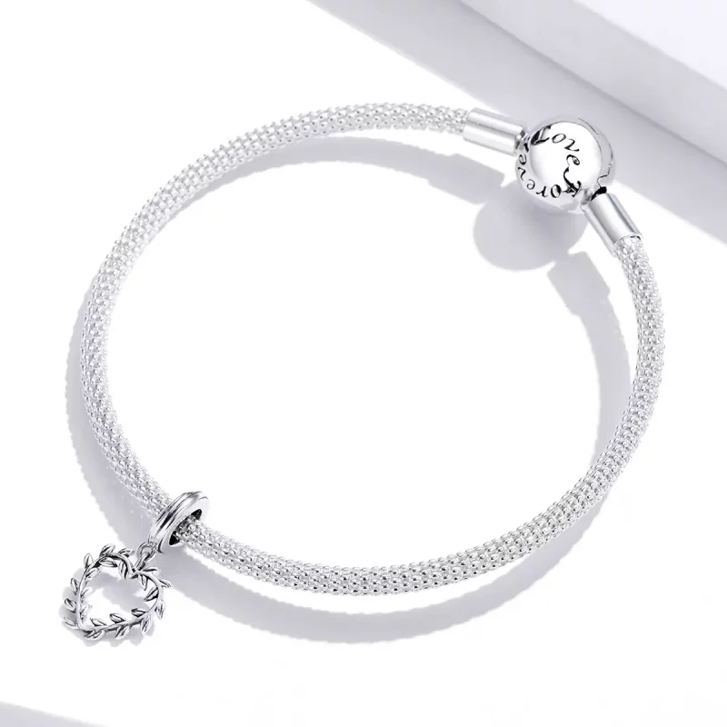 (imagen para) Pulsera de estilo Pandora con colgante de amor tejido en plata - SCC1520 - Ver 3