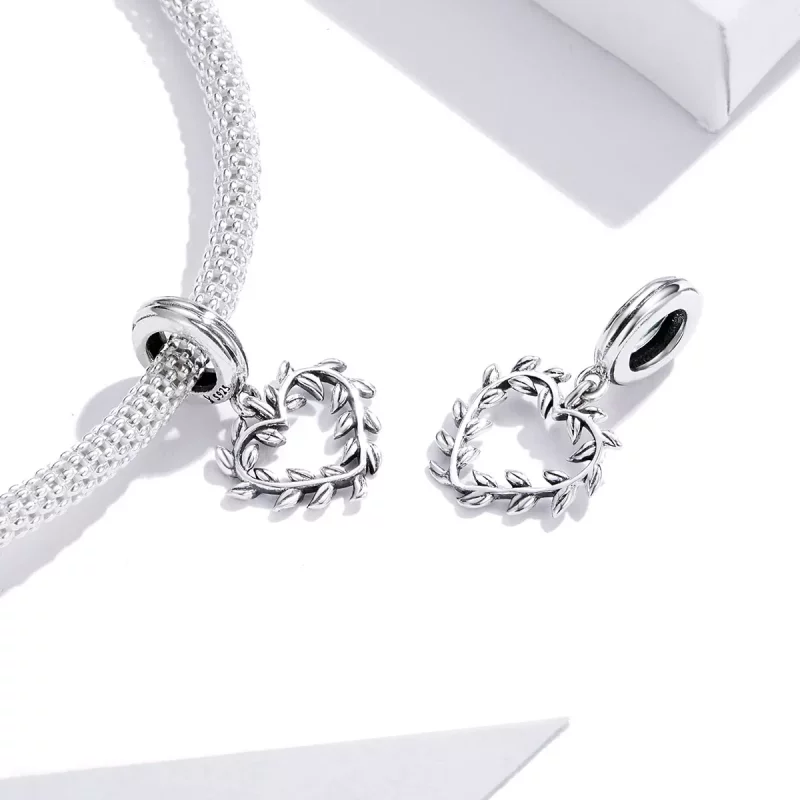 (imagen para) Pulsera de estilo Pandora con colgante de amor tejido en plata - SCC1520 - Ver 4