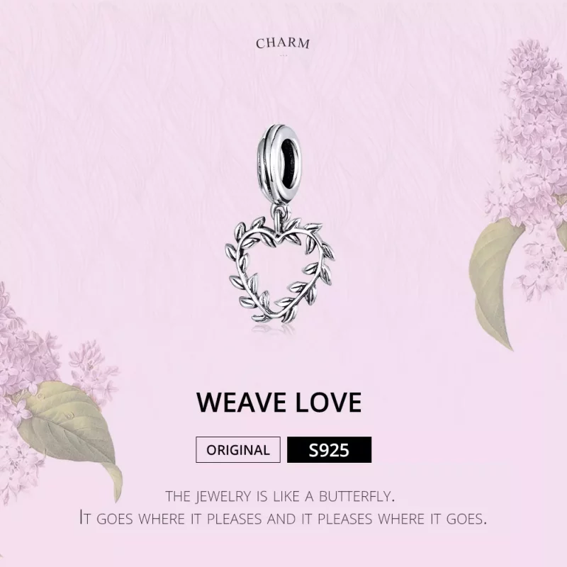 (imagen para) Pulsera de estilo Pandora con colgante de amor tejido en plata - SCC1520 - Ver 6