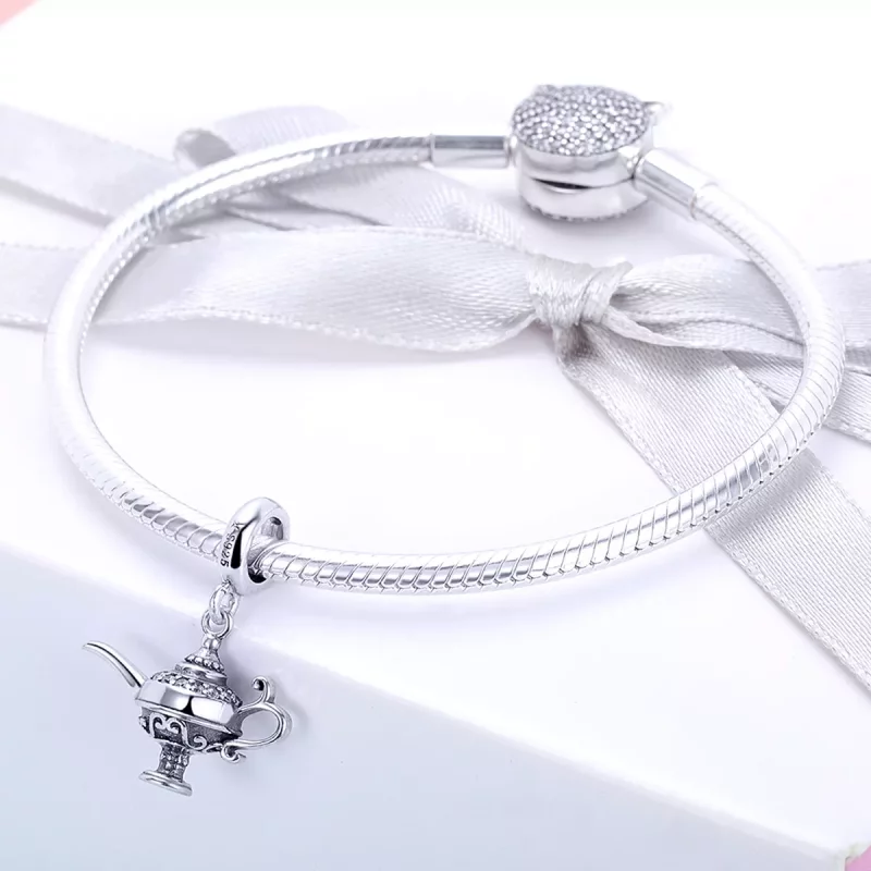 (imagen para) Pulsera de estilo Pandora con colgante de lámpara de Aladino plateada - SCC703 - Ver 2