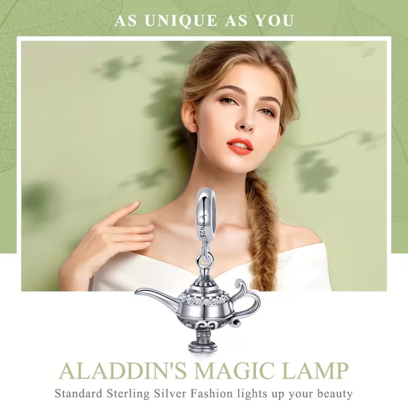 (imagen para) Pulsera de estilo Pandora con colgante de lámpara de Aladino plateada - SCC703 - Ver 6