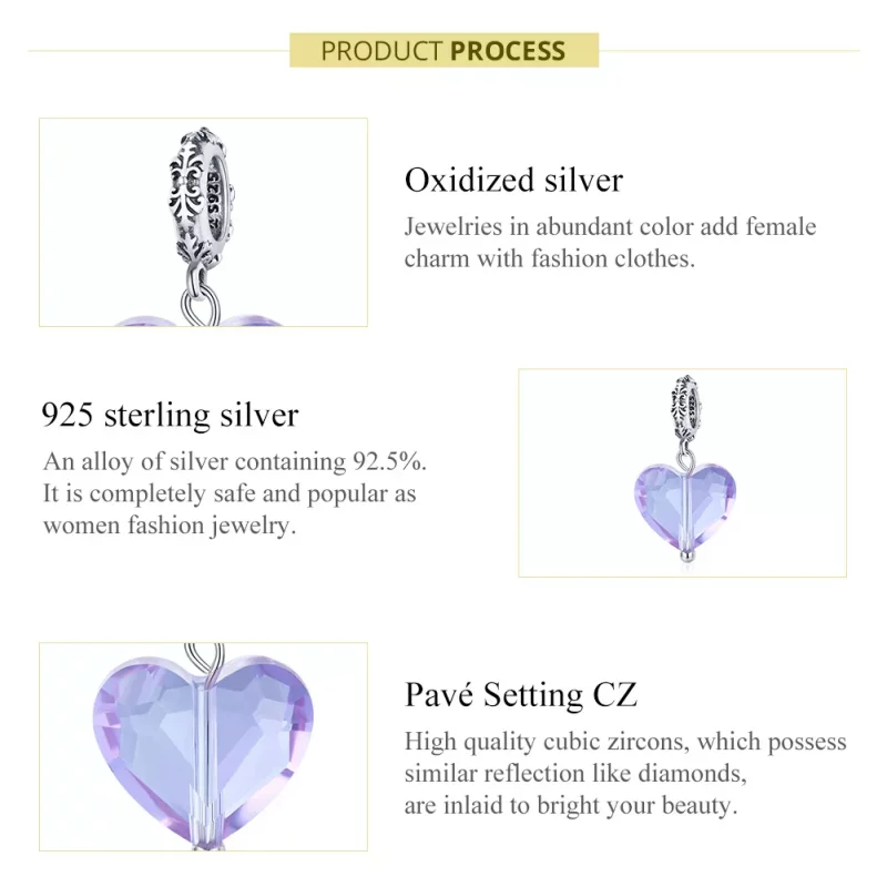 (imagen para) Pulsera de estilo Pandora en plata con colgante de amor romántico - SCC1816 - Ver 7