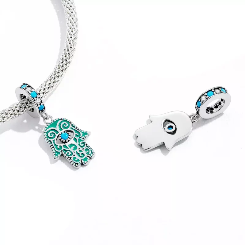 (imagen para) Pulsera estilo Pandora con colgante de Mano de Fátima - BSC593 - Ver 3