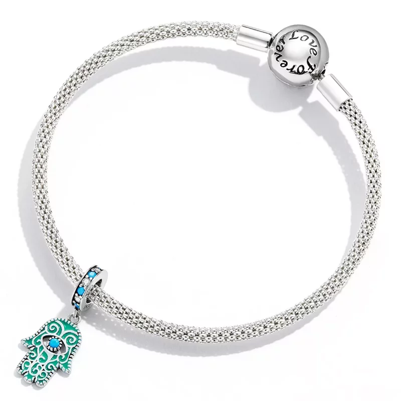 (imagen para) Pulsera estilo Pandora con colgante de Mano de Fátima - BSC593 - Ver 4