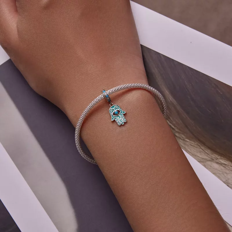 (imagen para) Pulsera estilo Pandora con colgante de Mano de Fátima - BSC593 - Ver 5
