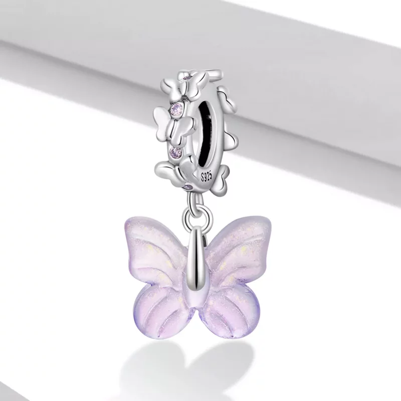 (imagen para) Pulsera estilo Pandora con colgante de mariposa de vidrio - SCC2087 - Ver 2