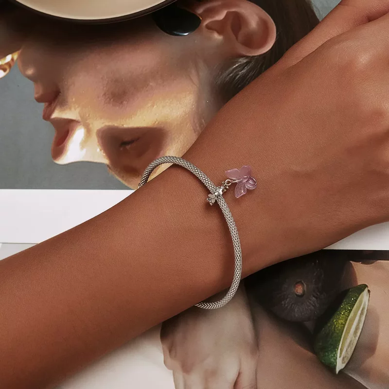 (imagen para) Pulsera estilo Pandora con colgante de mariposa de vidrio - SCC2087 - Ver 5