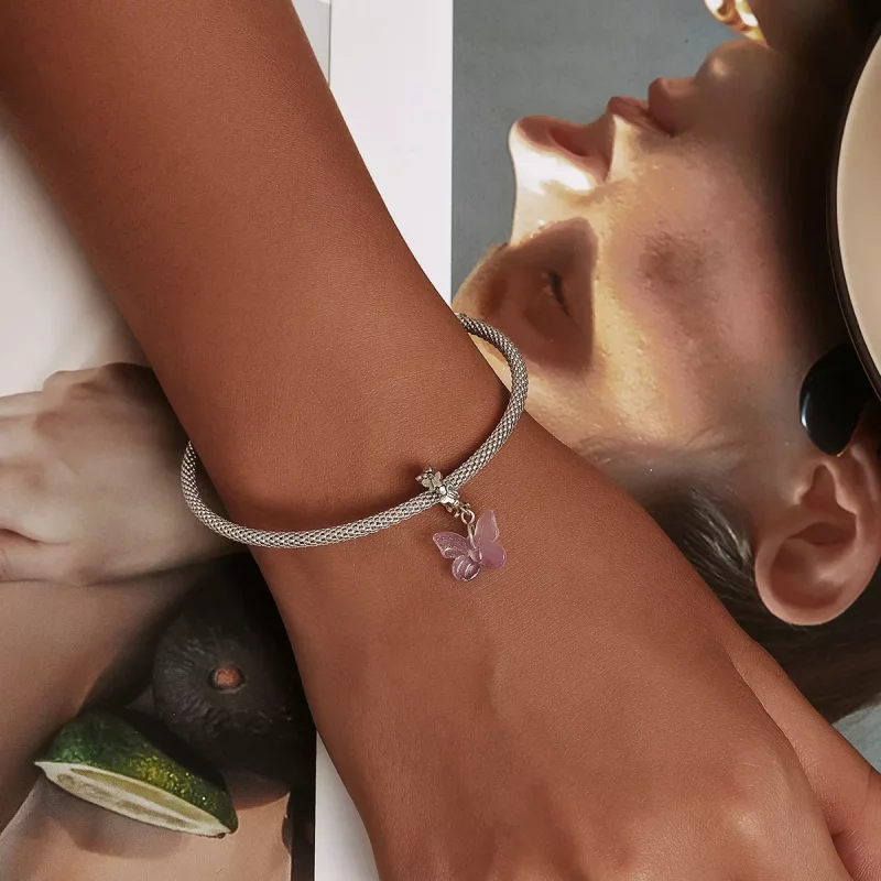 (imagen para) Pulsera estilo Pandora con colgante de mariposa de vidrio - SCC2087 - Ver 6