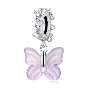 Pulsera estilo Pandora con colgante de mariposa de vidrio - SCC2087 (imagen para) Pulsera estilo Pandora con colgante de mariposa de vidrio - SCC2087