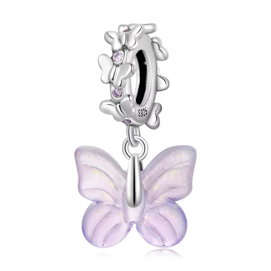 (imagen para) Pulsera estilo Pandora con colgante de mariposa de vidrio - SCC2087