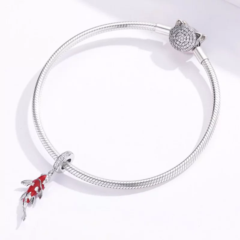 (imagen para) Pulsera estilo Pandora con colgante de pez Koi de la suerte - BSC085 - Ver 3