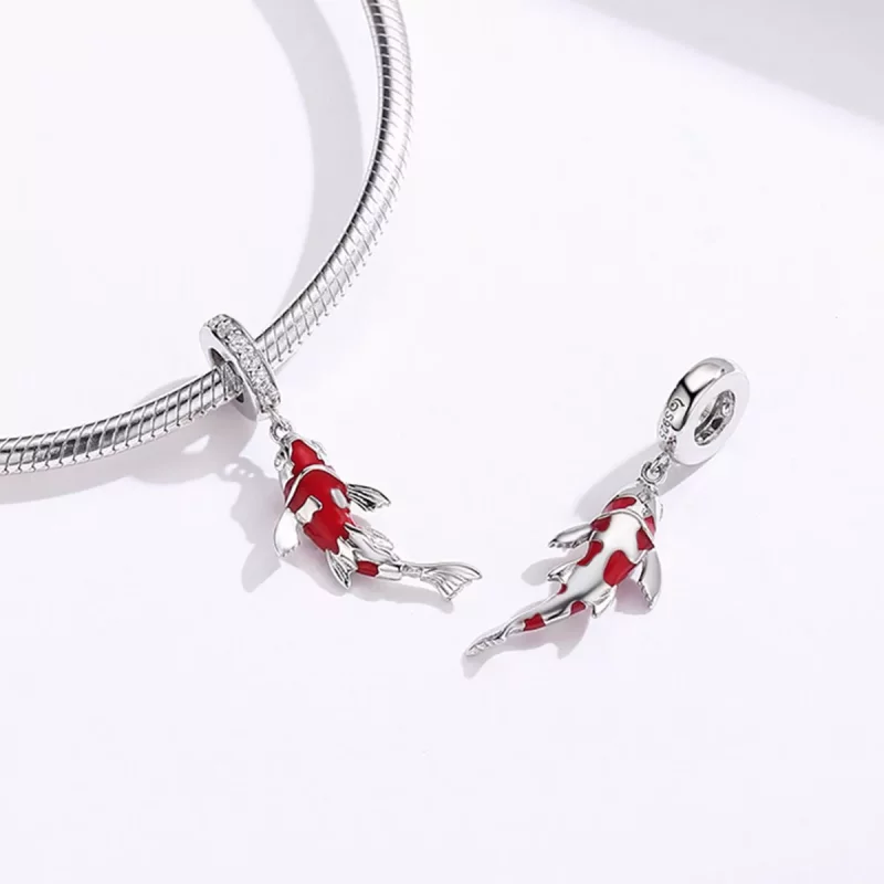 (imagen para) Pulsera estilo Pandora con colgante de pez Koi de la suerte - BSC085 - Ver 4