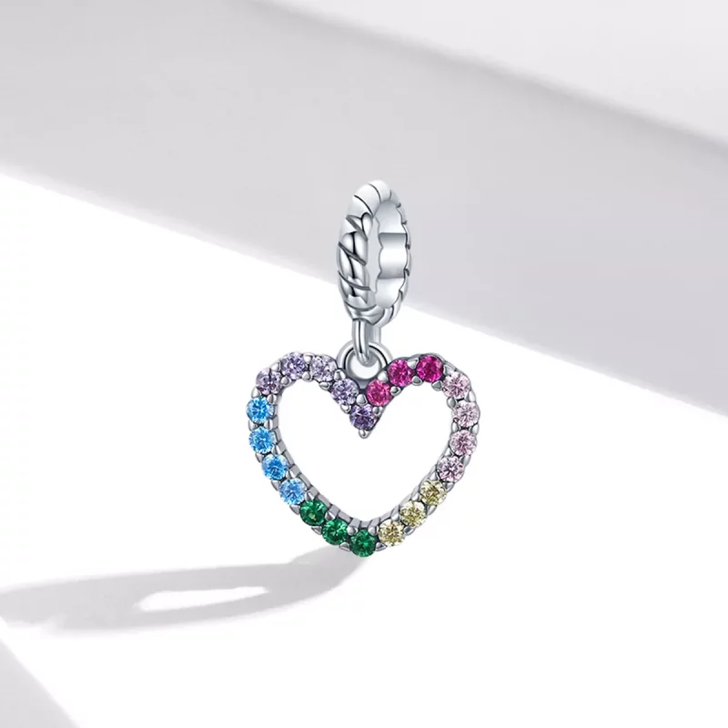 (imagen para) Pulsera estilo Pandora de plata con colgante de amor arcoíris - SCC1851 - Ver 2