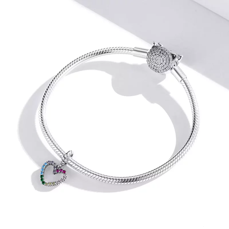 (imagen para) Pulsera estilo Pandora de plata con colgante de amor arcoíris - SCC1851 - Ver 3