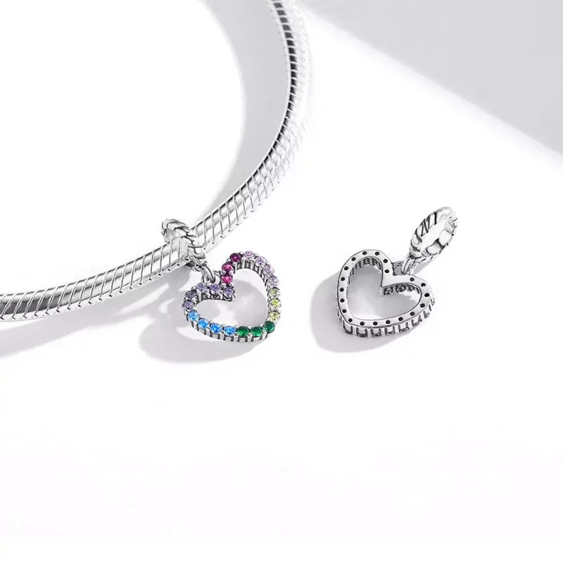 (imagen para) Pulsera estilo Pandora de plata con colgante de amor arcoíris - SCC1851 - Ver 4