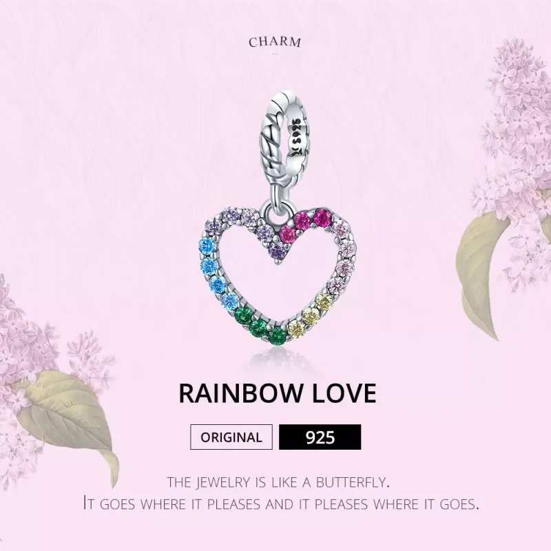 (imagen para) Pulsera estilo Pandora de plata con colgante de amor arcoíris - SCC1851 - Ver 7