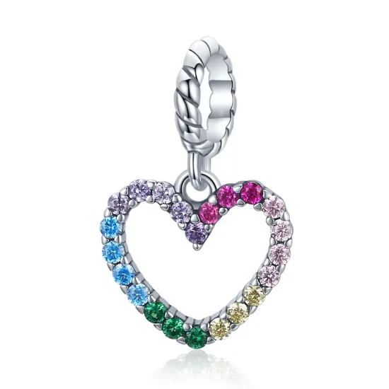 (imagen para) Pulsera estilo Pandora de plata con colgante de amor arcoíris - SCC1851