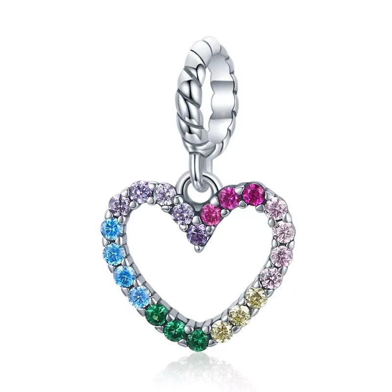(imagen para) Pulsera estilo Pandora de plata con colgante de amor arcoíris - SCC1851