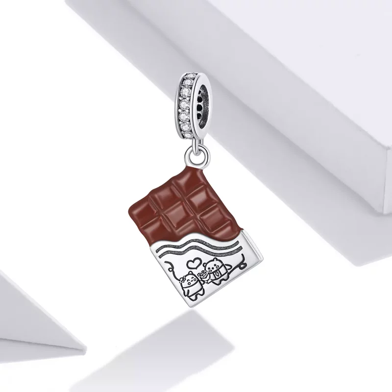 (imagen para) Pulsera estilo Pandora de plata con colgante de amor en forma de chocolate - SCC - Ver 2