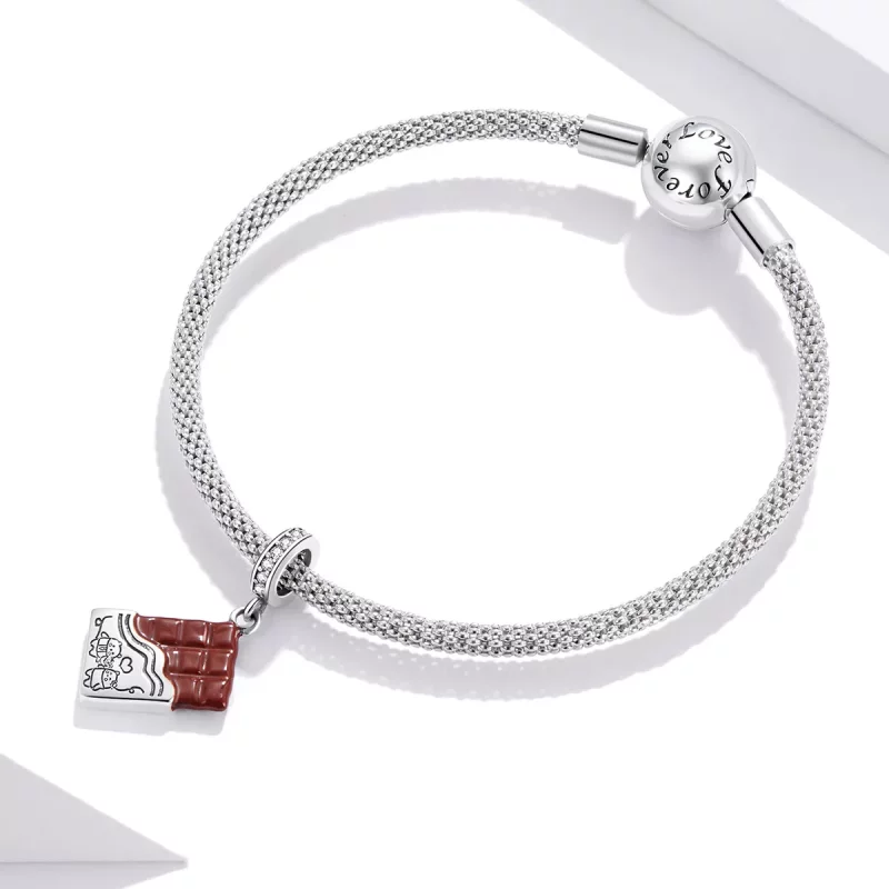 (imagen para) Pulsera estilo Pandora de plata con colgante de amor en forma de chocolate - SCC - Ver 3