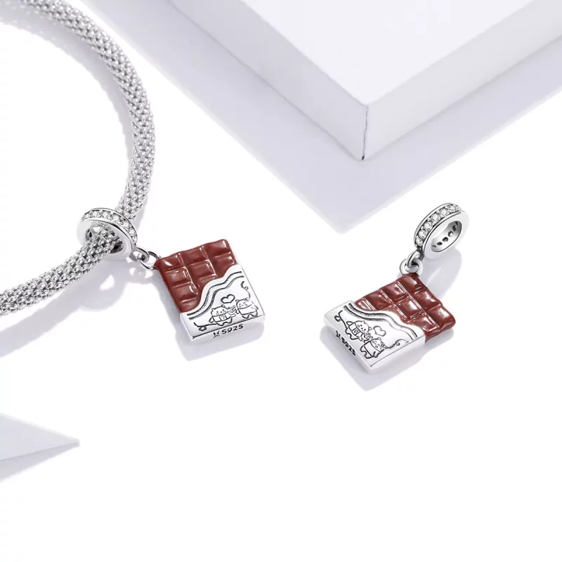 (imagen para) Pulsera estilo Pandora de plata con colgante de amor en forma de chocolate - SCC - Ver 4