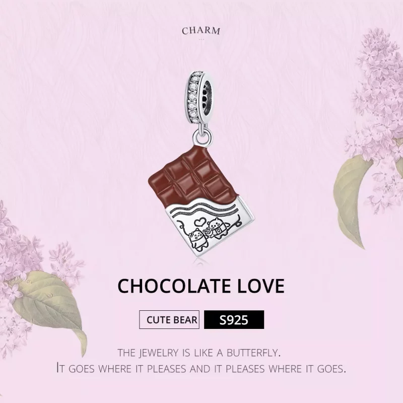 (imagen para) Pulsera estilo Pandora de plata con colgante de amor en forma de chocolate - SCC - Ver 6