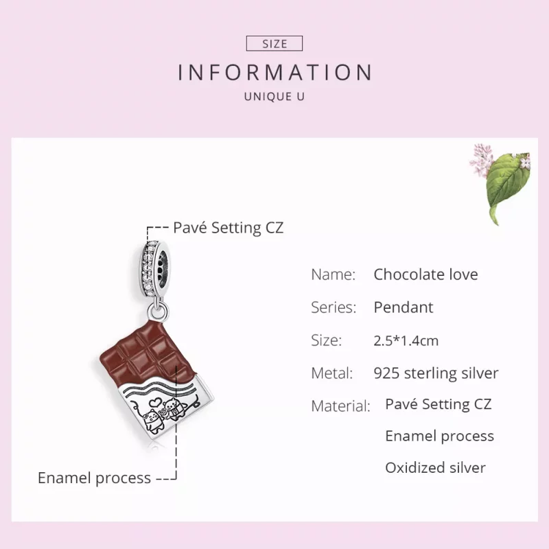 (imagen para) Pulsera estilo Pandora de plata con colgante de amor en forma de chocolate - SCC - Ver 7