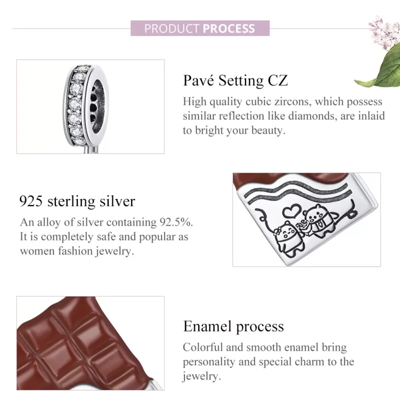(imagen para) Pulsera estilo Pandora de plata con colgante de amor en forma de chocolate - SCC - Ver 8