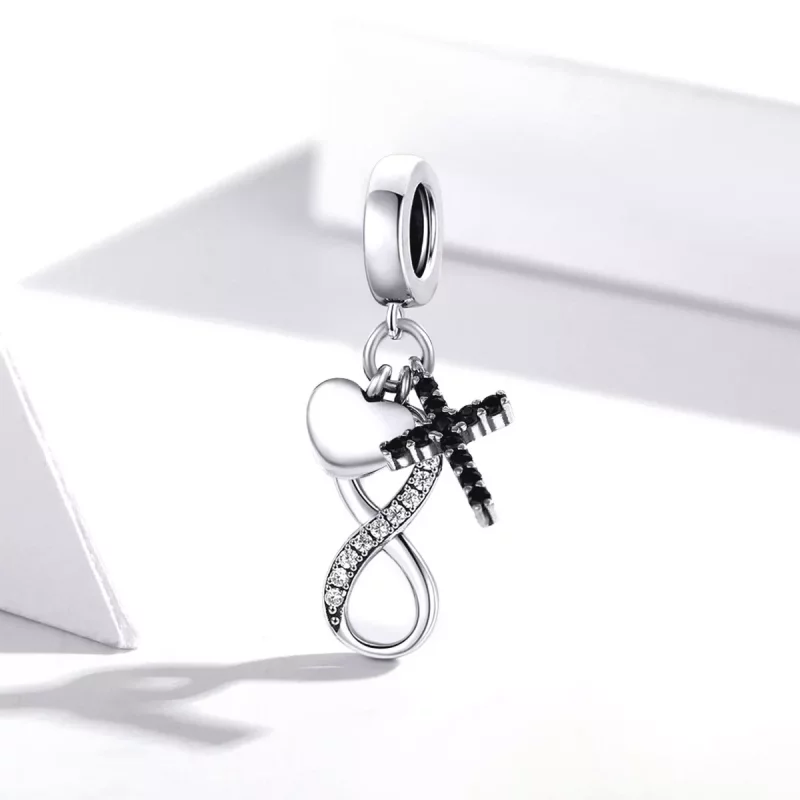 (imagen para) Pulsera estilo Pandora de plata con colgante de infinito, cruz y corazón - SCC17 - Ver 2
