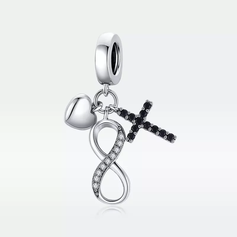 (imagen para) Pulsera estilo Pandora de plata con colgante de infinito, cruz y corazón - SCC17 - Ver 5