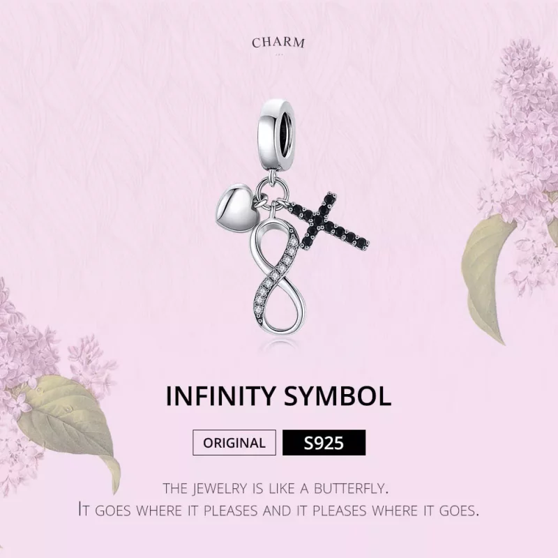 (imagen para) Pulsera estilo Pandora de plata con colgante de infinito, cruz y corazón - SCC17 - Ver 6