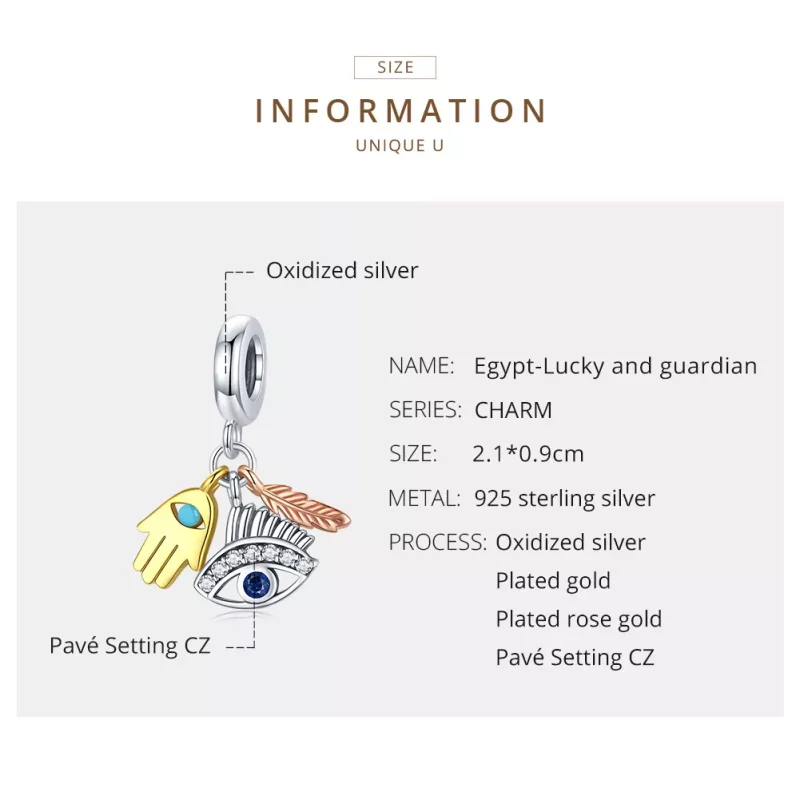 (imagen para) Pulsera estilo Pandora Egipto - Amuleto de la suerte - Colgante protector - SCC1 - Ver 6