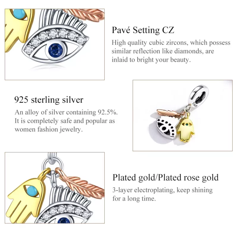 (imagen para) Pulsera estilo Pandora Egipto - Amuleto de la suerte - Colgante protector - SCC1 - Ver 7