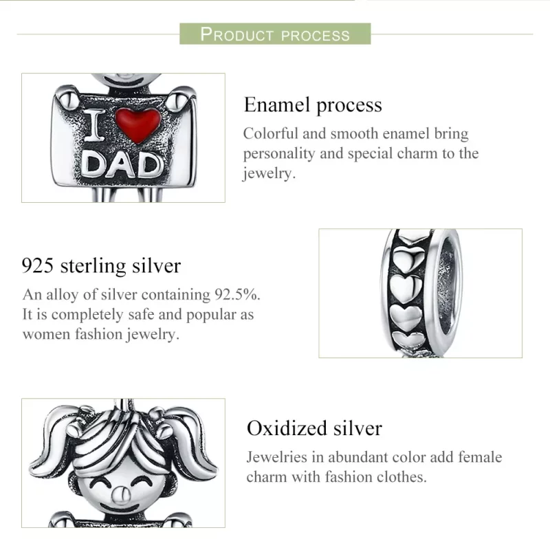 (imagen para) Pulsera estilo Pandora en plata con colgante "Daddy's Girl" - SCC690 - Ver 7