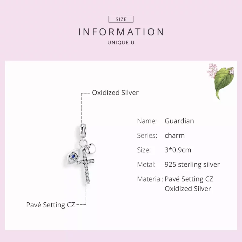 (imagen para) Pulsera estilo Pandora en plata con colgante de guardián - SCC1327 - Ver 7