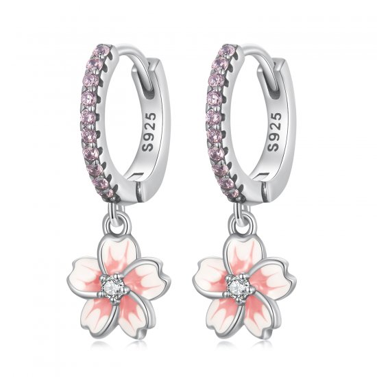 Pendientes estilo Pandora pequeños de aro naranja - BSE488-OR - Haga click en la imagen para cerrar