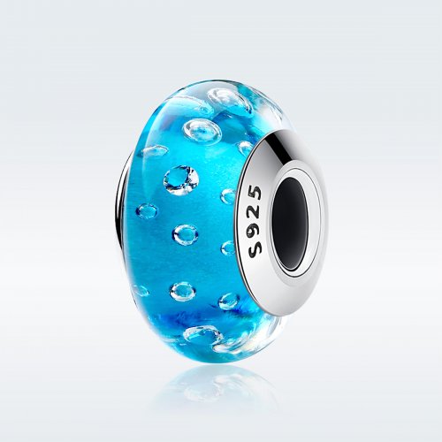 Estilo Pandora Azul de moda con abalorio de cristal de Murano roscado - SCZ029