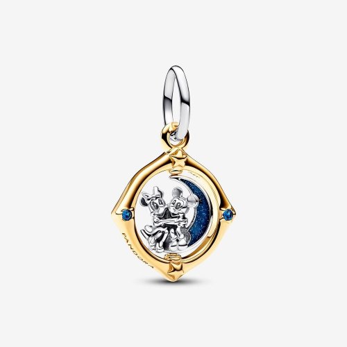 Charm Colgante Pandora Luna Giratoria en Dos Tonos Mickey Mouse & Minnie Mouse de Disney - 762955C01